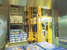 Refrigerating environment supports stack crane